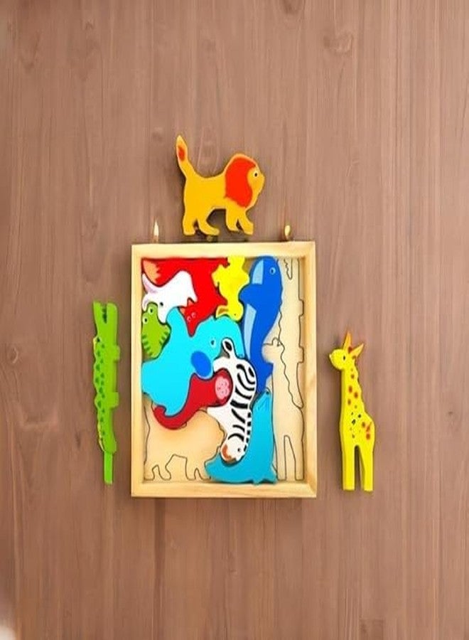 SubiMouIQ Montessori Wooden Puzzle Trays, Educational Playset, Early Educational || Educational & Birthday Gift Set (Age 3 Years and UP) (Animal) - Image 5
